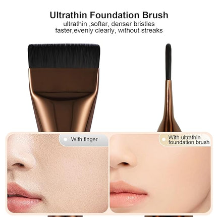 Flat Foundation Brush,Korean Makeup Brush Spatula Facial Brush for Liquid Foundation,Premium Face Makeup Brush for Blending Cream (Coffee)