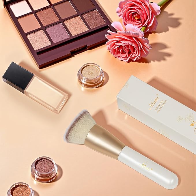 Matto Foundation Brush for Liquid Cream Makeup, Flat Top Cosmetic Brush, Premium Makeup Brush, Tanner Brush, Mineral Powder Buffing, Blending, Stippling Makeup Tools