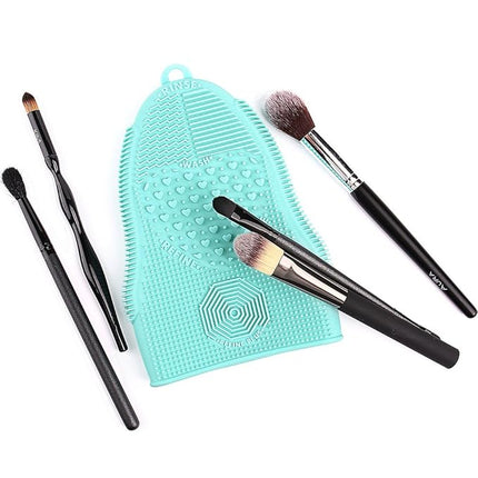 Makeup Brush Cleaner Glove Mat Mitt Silicone Cosmetic Cleaning Scrubber Tool Face Brushes and Eye Brush Washing Pad Mint Green