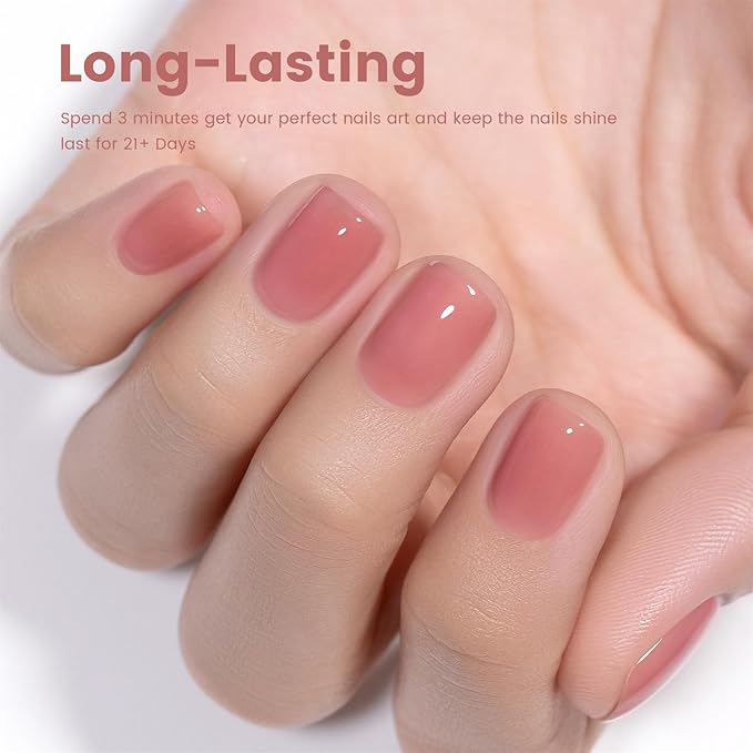 RARJSM Nude Gel Nail Polish Candy Pink Neutral Skin Tone Sheer Jelly Gel Polish 1PC 15ml Single Bottle Cream Transparent Pink Nail Gel Polish Soak off UV LED Cured for Home Salon DIY Manicure