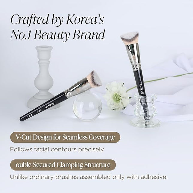 Piccasso Brush Korean Foundation Spatula – Professional Stainless Steel Makeup Tool for Thin, Seamless Foundation & Cream Blending (V-cut)