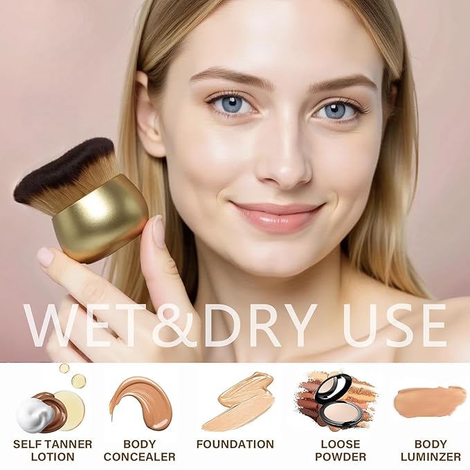 Makeup Blend & Blur Extra Large Body Brush for Self Tanner,Leg Makeup & Bronzer Self Tan Applicator, Powder, Foundation, Blusher, Bronzer，Massager for Face Gift box (Pink)