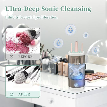 Electric Makeup Brush Cleaner Machine, Ultimate Efficient Automatic Cleaner for All Types of Makeup Brushes- Black
