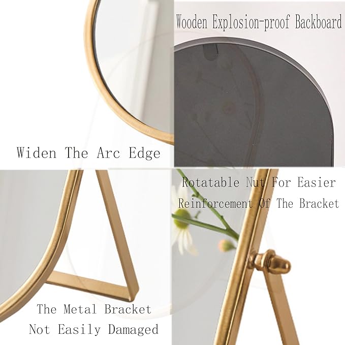 Tabletop Mirrors Makeup Mirror Portable Vanity with Metal Frame Desk Table Mirror with 180°Adjust Dressing Room Rotate Good for Bedroom Bathroom