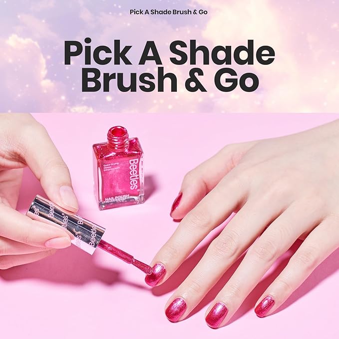 Beetles Nail Polish Set - Quick Dry Nail Polish Kit 12 Colors Pink Glitter Green Blue Yellow Red Regular Air Dry Fingernail Polish Pack for Women Gift Beetles Colorful Canvas 12 Colors