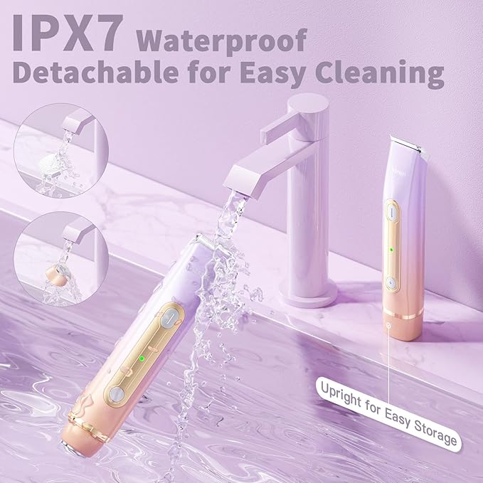 Bikini Trimmer for Women, Electric Razors with Dual Heads, Rechargeable Pubic Hair Trimmer with IPX7 Waterproof, Painless Pro Shaver for Underarm Leg Arm Body Face Private Area（RoyalRose）