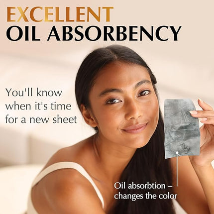 Natural Oil Blotting Sheets for Face with Bamboo Charcoal - 25% Larger - 1pk/100 Makeup Friendly Oil Absorbing Sheets for Face - Easy Dispensing Blotting Papers - Perfect for Keeping in Purse