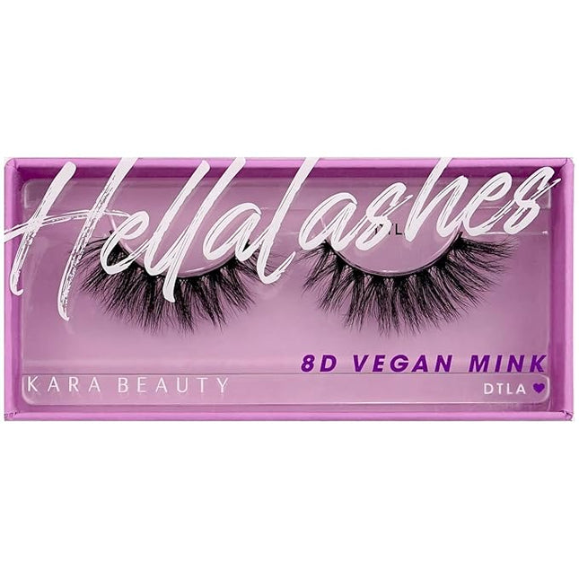 KARA BEAUTY Style L8 Hellalashes 8D Faux Mink Lashes Lightweight Synthetic Fiber in 8 Dimensional Layers DTLA - Super Playful, Dramatic Curl, 1 Pair