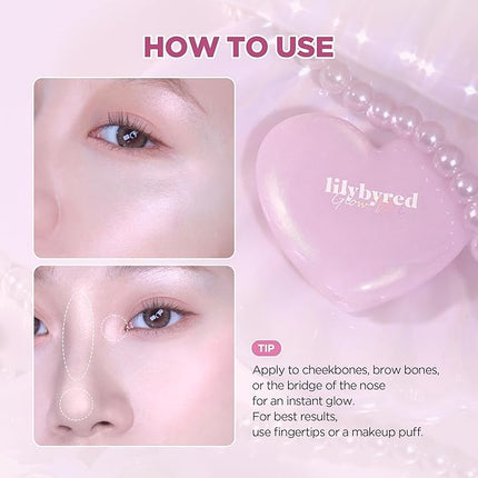 lilybyred Luv Beam Glow Veil | Korean Heart-Shaped Highlighter, Illuminating Shimmer, Radiant Glow, Silky Powder Texture, Buildable & Blendable, Lightweight & Long-Lasting, 0.11 oz. (04 Sun Beam)