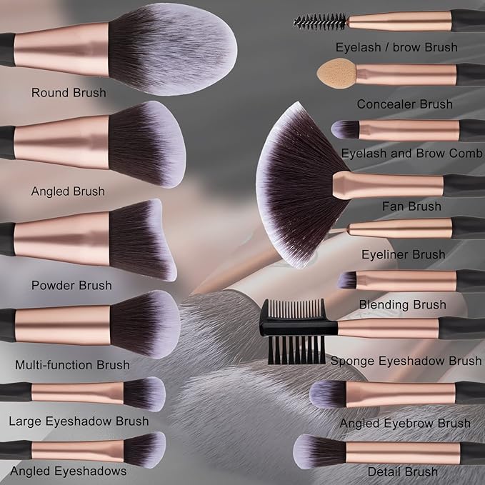 111 Black makeup brushes and makeup sponges 18pcs makeup tool set makeup brushes set natural synthetic eye shadow foundation make-up facial mixed powder blusher concealer eye makeup brush set