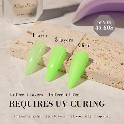 MelodySusie Neon Green Gel Nail Polish,0.5fl oz Light Lime Green Nails Soak Off UV LED Bright Green Gel Polish Nail Art Manicure Salon DIY Nail Design Decoration at Home Gift for Women-1649