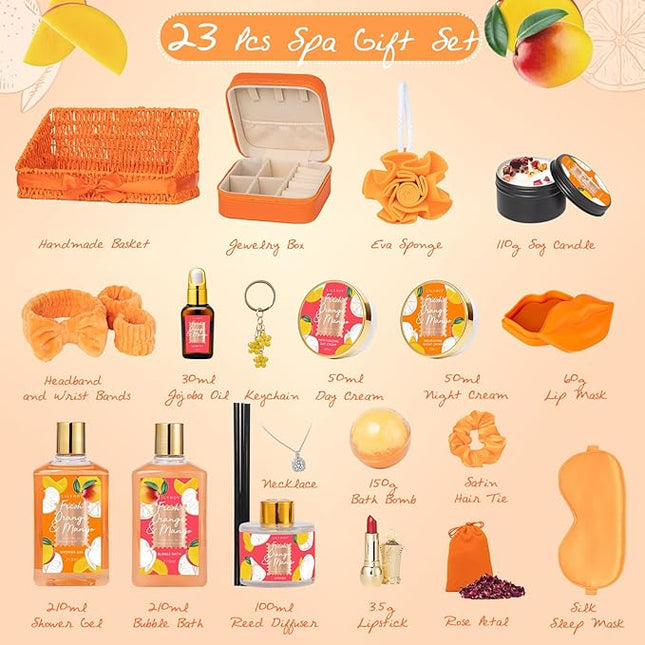 Valentines Day Gifts for Women Gift- 23-Piece Bath & Body Gift Basket Set for Women, Bath Gift Set, Spa Gift Baskets | Mothers Day Gifts for Mom, Christmas, Birthday Gift, All Occasion Present for Her