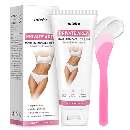 Hair Removal Cream for Women: Painless Depilatory Cream for Bikini Line, Private Areas, Body, Legs, Arms, Underarms, All Skin Types, Gentle & Quick, 120g