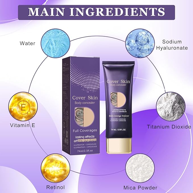 2 Pcs All Over Complexion Perfector, Body Coverage Perfector, Tattoo Cover Up Makeup Waterproof, Transfer-Resistant Body Makeup, Cream Body Makeup, Long Last Body Foundation