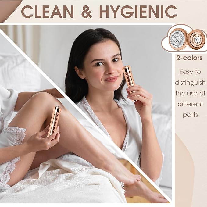 Electric Razors for Women, Rechargeable Hair Removal Device, Painless Face Electric Razor/Shaver for Lip, Arms, Face, Peach Fuzz (Green)