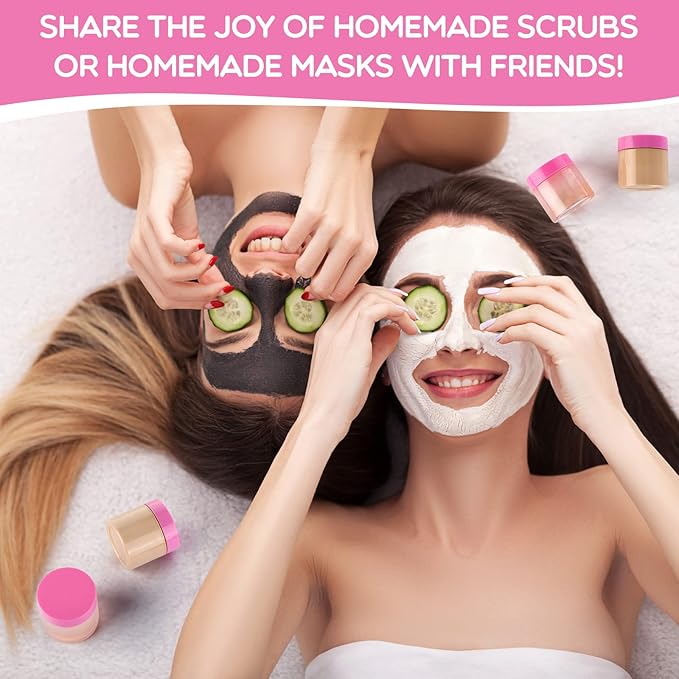 Patelai 4 Pieces Round Wide-mouth Leak Proof Plastic Container Jars with Lids for Travel Storage Makeup Beauty Products Face Creams Oils Salves Ointments DIY Making(2 Ounce,Pink)