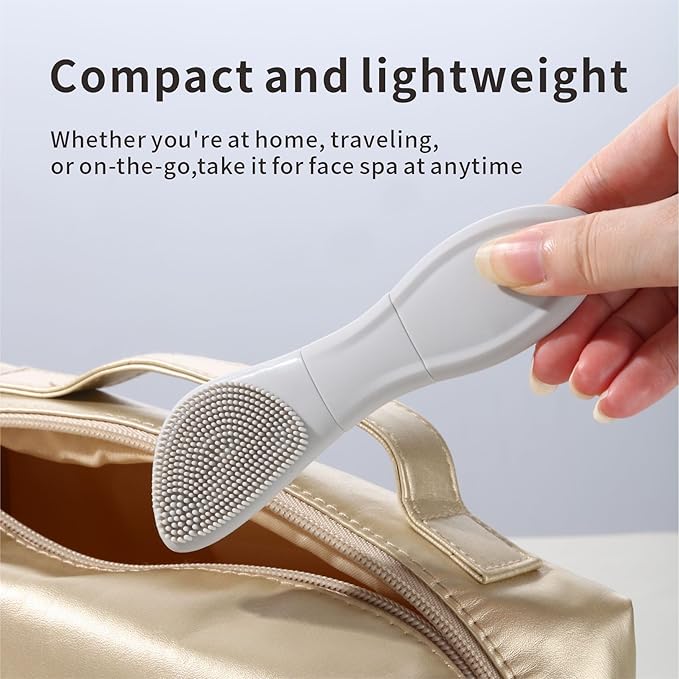 Silicone Face Scrubber Skin Spatula —2 in1 Pore Cleansing Brush Black Head Remover for Face Nose, Blackhead Remover Scraper Pore Extractor Tool for Men Women Skin Care (Light Gray)