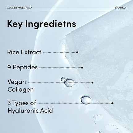 FRANKLY Closer Pore Minimizing Mask,10 sheets – Semi-Gel Face Mask for Pore Care & Firming | Non-sticky, Lightweight | Korean Skin Care with Collagen, Hyaluronic Acids & Peptides | 0.74 fl oz*10 EA