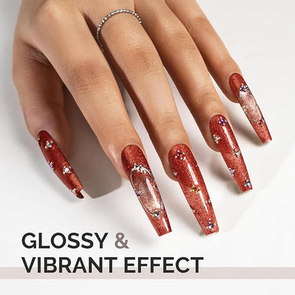 MelodySusie Red Glitter Gel Nail Polish,Rust 0.5fl oz Soak Off UV LED Orange Vemmilion Glitter Gel Polish Gift for Women Nail Art Manicure Salon DIY Nail Design Decoration at Home-1657