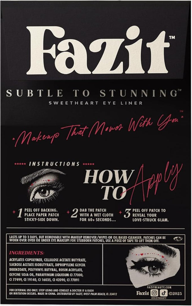 Fazit Makeup Patches - Sweetheart Wing Eyes - Glow Up Make-Up Patches - Cute Glitter Makeup Accessories for Women - Cosmetic Glitter for Face