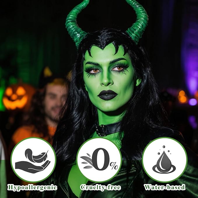 Witch Green Face Paint Stick,Water-Based Dark Green Body Paint Stick,Washable Full-Coverage Halloween Face Painting for Hulk Camo Hunting,Professional SFX Makeup for Cosplay,1.06 OZ