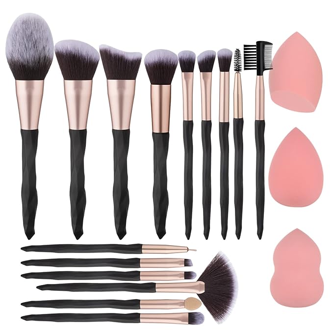 111 Black makeup brushes and makeup sponges 18pcs makeup tool set makeup brushes set natural synthetic eye shadow foundation make-up facial mixed powder blusher concealer eye makeup brush set