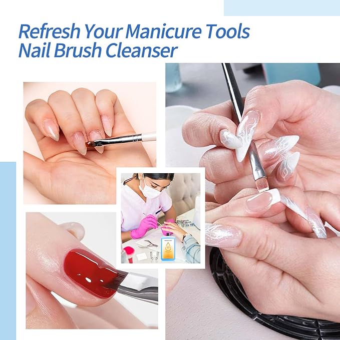 nail brush cleaner for nail brush nail art nail paiting50Pcs Cotton Finger Claws & Makeup Puff Set with 120ml Pen Cleaner Oil – Essential Cleaning Kit for Makeup Brushes, Nail Art, Painting (A12, 1)