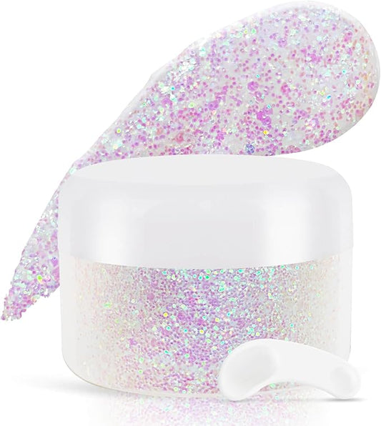 Light Purple Face Glitter Gel,Mermaid Body Glitter Gel,Singer Concerts Music Festival Rave Accessories,Self-Adhesive Sequins Glitter Body Hair Makeup,Sparkling Chunky for Women(Purple),53ML