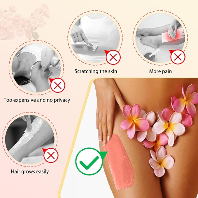 Wax Beads for Hair Removal - 2.2 lb / 10 * 100g Waxing Beads Bag at Home for Sensitive Skin Women - Hard Wax Beads with 20 sticks, Bikini Brazilian Body Face