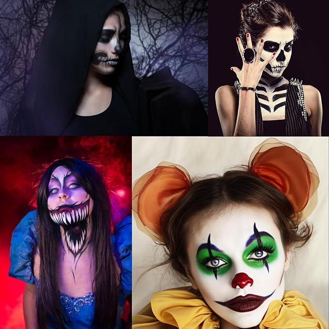 MEICOLY 3PCS Black Purple Lime Green Face Body Paint Stick Set,Face Paint for Halloween Cosplay Frankenstein,Ghost,Zombie SFX Character Makeup,Eye Black Stick Kit