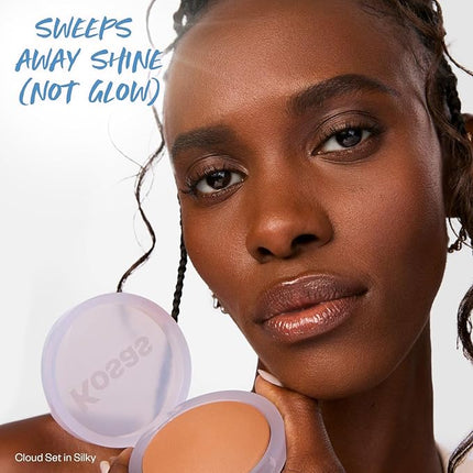 Kosas Mini Cloud Set Face Setting Powder - Smoothing Shine Control, Soft, Sheer Translucent Makeup Finish, Portable & Long-Lasting Loose Pressed Baking Powder - Silky (Sheer Tan Deep)