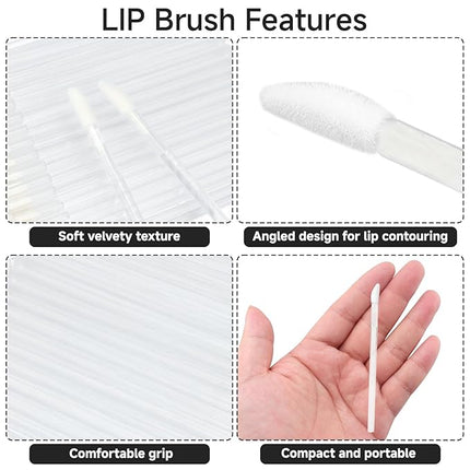 G2PLUS 200PCS Lip Gloss Applicators, Transparent Disposable Lip Brushes, Lipstick Gloss Wands Applicator Perfect Makeup Tool Kits