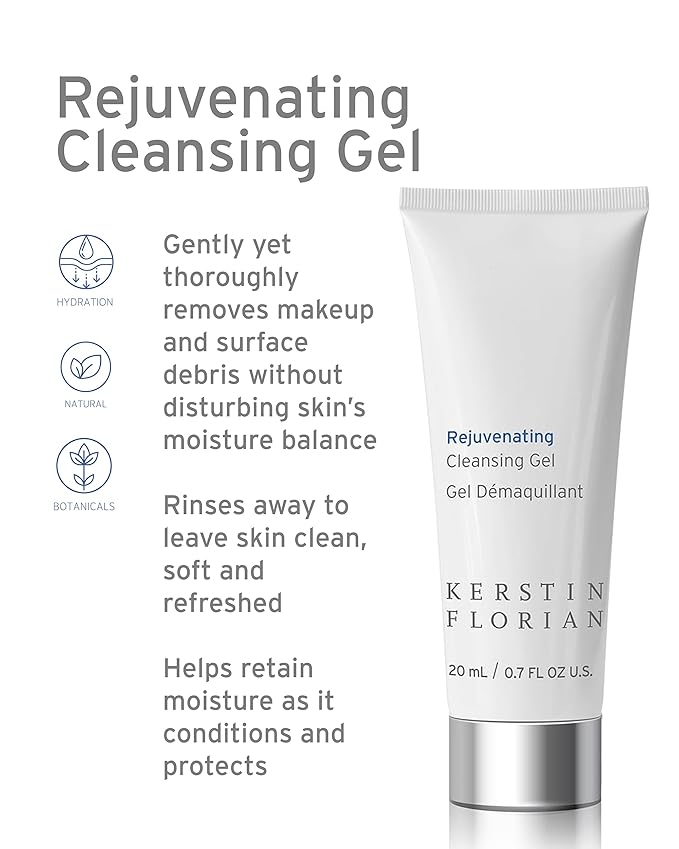 Kerstin Florian Rejuvenating Cleansing Gel | Travel Size | Gentle Face Wash Cleanser and Makeup Remover for Women | Gentle Formula Removes Dirt & Oils to Clarify and Brighten Skin, .7 fl oz