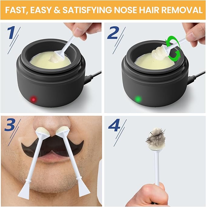 60 Pcs Nose Wax Sticks, Hair Wax Applicator with Disposable Spatulas for Nostril Cleaning, Ear Face Hair Removal for Men Women, Painless