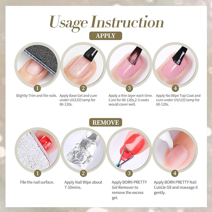 Born Pretty Reflective Glitter Gel Nail Polish, 6 Spring Summer Colors Holographic Gel Polish Long Lasting Sparkly Shiny Nail Polish U V Set for Manicure and Nail Art, DIY at Home, Salon-Quality 7ml