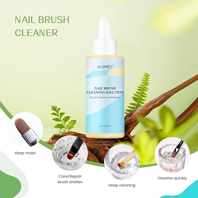 AIJIMEI Nail Art Brush Cleaner Gel Restorer Fragrans, 2Fl.oz Nail Brush Cleaner Gel Solution Brush Cleaning Essence Quick Dissolution for Any Nail Tools (60ml-Fragrans)