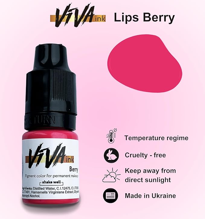 Lip Pigment – Berry – Permanent Lip Makeup – Microblading Ink for Durable and Colorful Lips – Long Lasting Color Lip Cosmetics (0.2 oz)