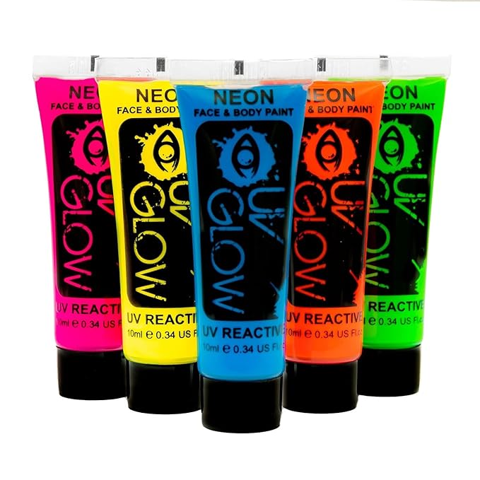 Blacklight Face and Body Paint 0.34oz - Neon Fluorescent (0.34 Fl Oz (Pack of 5))