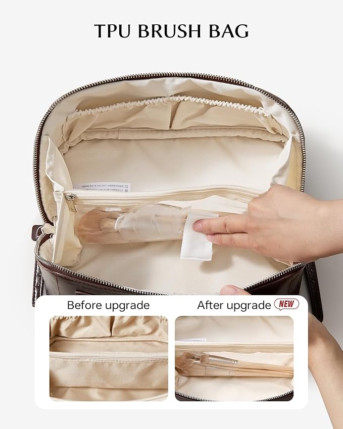 EACHY Travel Makeup Bag,Large Capacity Cosmetic Bags for Women,Waterproof Portable Pouch Open Flat Toiletry Bag Pattern Makeup Bag