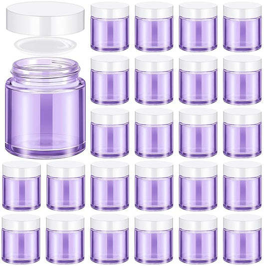 Norme 24 Pcs 4 oz Glass Jars with Lids Leakproof Round Airtight Empty Cosmetic Jars with Inner Liners Lid for Storing Lotions Powder Ointments Candle Making Tins (Light Purple)