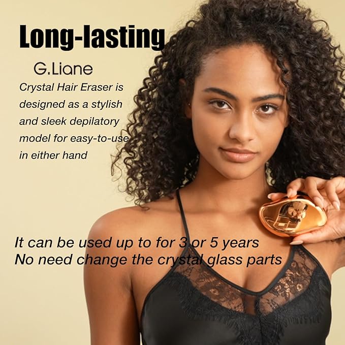 Crystal Hair Eraser,Upgraded Painless Crystal Hair Remover,Effective Nano Glass Hair Removal Device and Skin Exfoliation,Body Epilator for Women and Men(Gold)