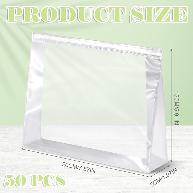 Xuniea 50 Pcs Mini Clear Makeup Bag Small Clear Zipper Pouch Travel Plastic Cosmetic Organizer Waterproof for Toiletries Swimsuit Bikini Bathing Suit(7.9'',Transparent)