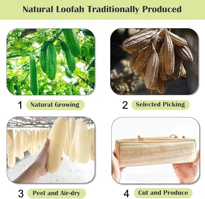Natural Loofah Sponge Back Scrubber for Bath Shower, Exfoliating Body Scrubber, Shower Loofah Scrubber for Men and Women, Bath Sponge, Body Scrub, to Clean Your Body Deeply, Invigorate Your Skin