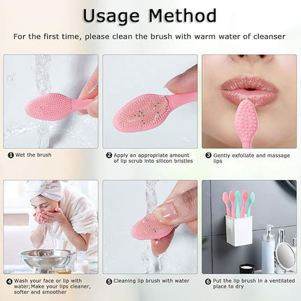 20 Pack Silicone Lip Scrub Brushes, Beomeen Double-Sided Exfoliating Lip Brush Soft Silicone Lip Scrubber Exfoliator Tool Blackhead Remover for Skincare (Green, Pink)