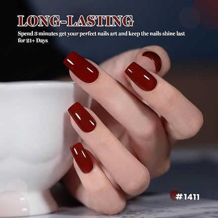 RARJSM Crimson Red Gel Nail Polish Creamy Dark Deep Red Gelpolish 15ML 1Pc Soak off Curing Required Nail Art French Manicure Salon DIY at Home Fall Winter