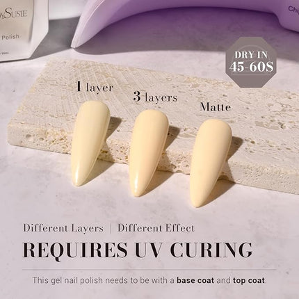 MelodySusie 15ML Milky Yellow Gel Nail Polish,Macaron Color Nails Soak Off UV LED Creamy Yellow Gel Polish Gift for Women Nail Art Manicure Salon DIY Nail Design Decoration at Home-310-A2901