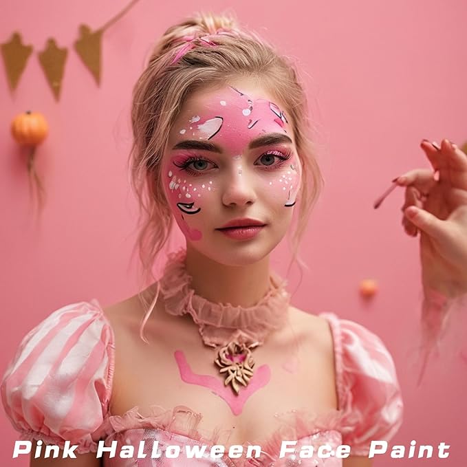 MEICOLY Pink Face Body Paint Stick(1.06 Oz),Cream Blendable Halloween Face Paint ,Sweatproof Waterproof Body Paint Makeup Oil Based Stick for Special Effects SFX Cosplay