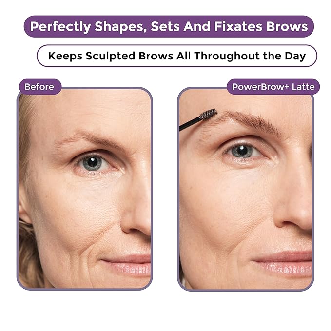 PowerBrow+ Tinted Eyebrow Gel For Older Women - Defines, Fills, Thickens Brows - 2-in-1 Formula - Natural Color, Quick Fixing, Long-Lasting - Hypoallergenic Medium Brown (Mocha)