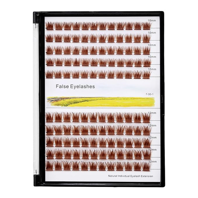 Bodermincer 120 Clusters D Curl Color Light Brown 10mm+12mm/12mm+14mm Mixed Wide Cluster False Eyelash Individual Cluster EyeLashes False Eyelashes Eyelash Extension (Light Brown 10+12mm Mixed)