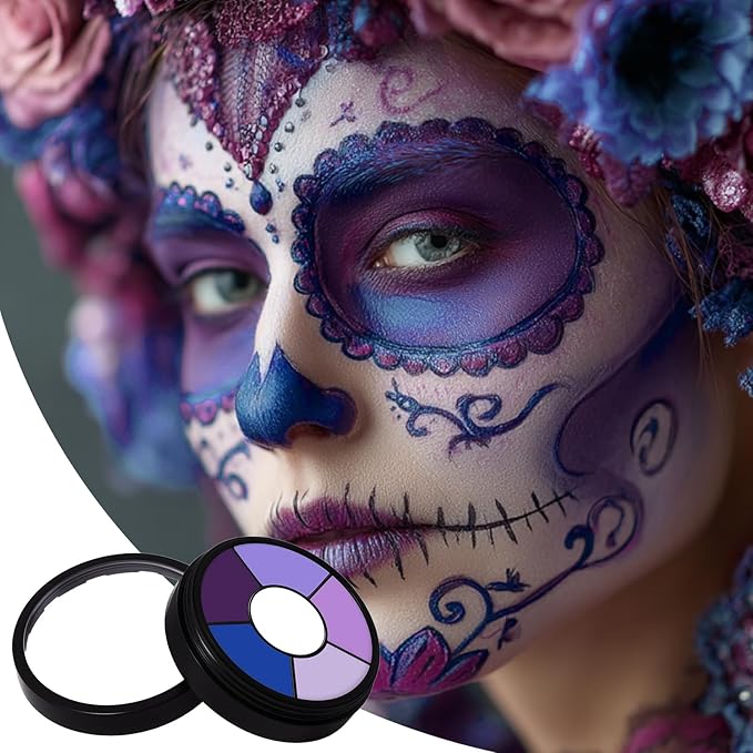 BOBISUKA Purple Face & Body Paint – 6 Colors Cream Washable Face Paint for Ursula Witch Gothic Queen Celebrations Costume & Theme – Easy to Blend, High Pigment & Long Lasting